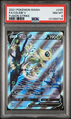 2021 POKEMON SWORD & SHIELD FUSION STRIKE #245 FULL ART/CELEBI V PSA 8 - Image 1