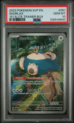 PSA 10 SNORLAX #051 - 2023 POKEMON SVP: 151 ELITE TRAINER BOX PROMO - Image 1