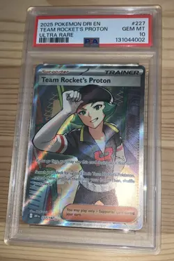 2025 POKEMON DRI EN-DESTINED RIVALS ULTRA RARE #227 TEAM ROCKET'S PROTON PSA 10 - Image 1