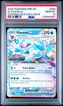 Pokemon TCG Prismatic Evolutions Glaceon EX 026/131 Stamped Promo PSA 10 GEM MT - Image 1