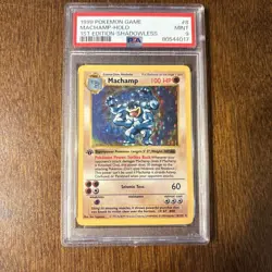 1999 POKEMON BASE SET 1ST EDITION-SHADOWLESS #8 MACHAMP-HOLO PSA 9 - Image 1
