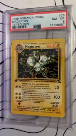 PSA 8 NEAR MINT-MINT | Pokemon TCG | Magneton | 1st Edition | Fossil 26/62 - Image 1