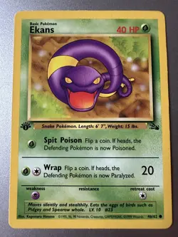 1st Edition Ekans 46/62 Fossil Set - Common Pokemon Card - LP - Image 1