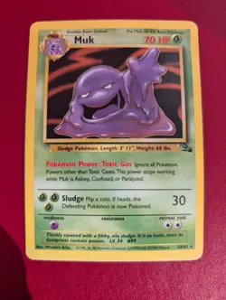 Muk 28/62 Fossil Non Holo Rare WOTC Pokemon Card Played Condition - Image 1