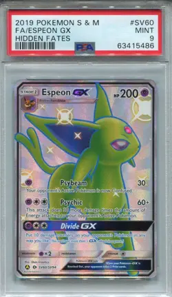 Pokemon Sun & Moon Hidden Fates Shiny Vault Card SV60 Espeon PSA 9 - Image 1