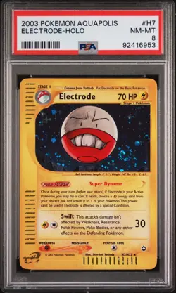 Pokemon WotC Aquapolis Holofoil Card H7 Electrode PSA 8 - Image 1