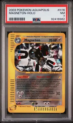 Pokemon WotC Aquapolis Holofoil Card H16 Magneton PSA 8 - Image 1