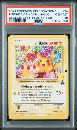 2021 POKEMON CELEBRATIONS CLASSIC COLL #24 BIRTHDAY PIKACHU-HOLO PSA 10 - Image 1