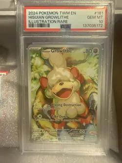 2024 Pokemon Hisuian Growlithe #181 Scarlet & Violet-Twilight Masquerade -PSA 10 - Image 1