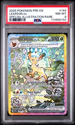 2025 POKEMON PRE EN-PRISMATIC EVOLUTIONS #144 LEAFEON EX PSA 8 - Image 1