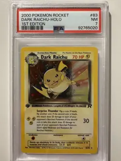 2000 Pokemon Team Rocket Holo 1st Edition Dark Raichu #83 PSA 7 NM - Image 1