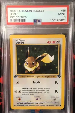 PSA 9 MINT 2000 Pokemon Rocket 1st Edition Common 55/82 Eevee - Image 1