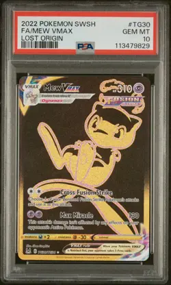 PSA 10 Mew VMAX Lost Origin TG30/TG30 Full Art Ultra Rare Pokemon Trading Card - Image 1
