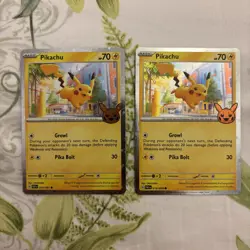Pikachu 018/091 Holo TWO OF THEM Pokemon Card Trick or Trade - Image 1