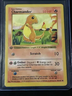 1999 Pokemon TCG Base Set Shadowless Charmander Card #46/102 - Image 1