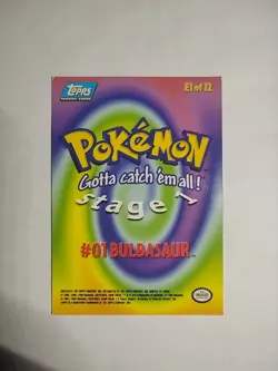 #01 BULBASAUR Stage 1 POKEMON E1 of 12 1999 Trading Card TOPPS Blue Logo - Image 2