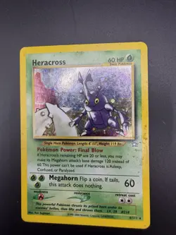 Pokemon TCG Heracross Neo Genesis Holo Card 6/111 MP - Image 1