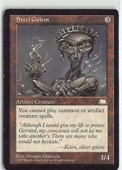 Magic the Gathering Weatherlight Uncommon MP-HP Steel Golem - Image 1