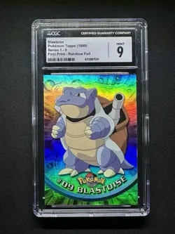 topps Pokemon TV Animation Edition Series 1 Rainbow Foil #09 Blastoise #9 CGC 9 - Image 1