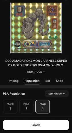 1999 Amada Pokemon Onix Holo Sticker PSA Graded | Pop 4 | Japanese Rare - Image 3