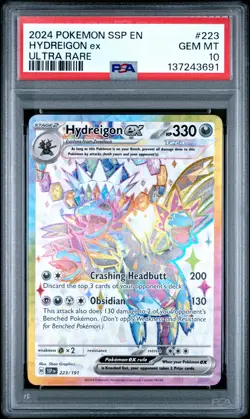 2024 POKEMON SSP EN-SURGING SPARKS ULTRA RARE #223 HYDREIGON EX PSA 10 - Image 1