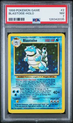 1999 POKEMON GAME #2 BLASTOISE-HOLO PSA 7 - Image 1