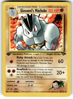 Pokemon TCG Gym Challenge (1st Edition) #042/132 Giovanni's Machoke LP+ - Image 1