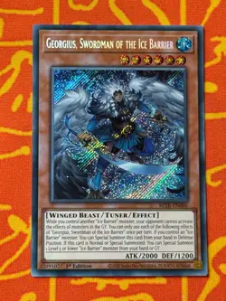 YUGIOH GEORGIUS, SWORDMAN OF THE ICE BARRIER SECRET RARE 1ST NM BLTR-EN006 - Image 1