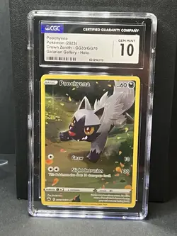 CGC Graded 10 Gem Mint Poochyena GG33/GG70 Crown Zenith Galarian Pokemon Card - Image 1