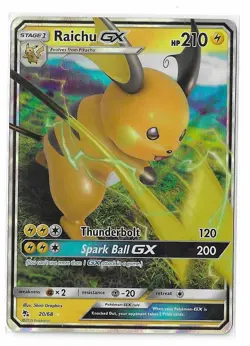 Raichu GX 20/68 Hidden Fates Sun & Moon S&M Holo Ultra Rare Pokemon TCG Card NM - Image 1