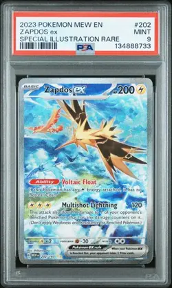 PSA 9 MINT Zapdos ex 202/165 Sv: Scarlet & Violet 151 Holo Pokemon 2023 - Image 1