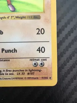Hitmonchan 007/102 Base Set (Shadowless) Holo vintage pokemon tcg - Image 4