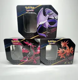 Pokemon TCG x3 Crown Zenith Galarian Bird Tins *EMPTY* Zapdos Articuno Moltres - Image 1