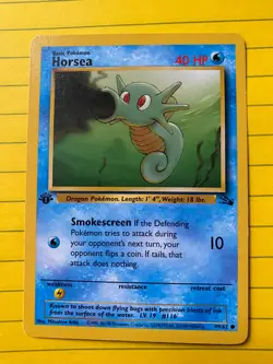 POKeMON 1st Edition Horsea 49/62 Fossil Set. Non Holo Common. - Image 1