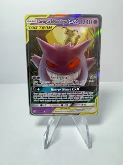 Pokemon TCG Gengar & Mimikyu GX Holo Ultra Rare Card Sun & Moon Team Up 53/181 - Image 1