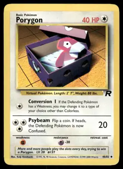 Pokemon Cards Porygon 48/82 UNLIMITED Team Rocket WOTC Uncommon NM - Image 1