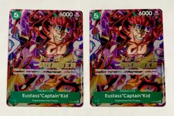 One Piece Eustass "Captain" Kid OP07 Pre-Release Winner Gold Stamped (2x) Cards - Image 1