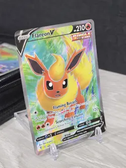Pokemon Card TCG Flareon V Full Art 169/203 SWSH07: Evolving Skies 2021 Holo NM - Image 1