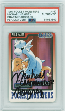 PSA Signed Micheal Haigney 1997 Pokemon Monsters Carddass Dratini Charmander 147 - Image 1
