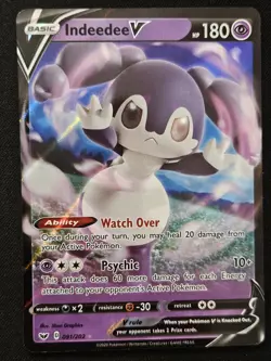Indeedee V 091/202 Sword & Shield Extended Art Ultra Rare Holo Pokemon 2020 NM - Image 1