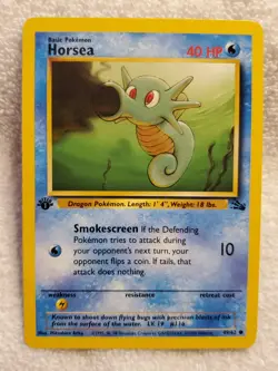 Horsea [C] 49/62 1st-Edition Fossil Pokemon 1999 Vintage TCG NM - Image 1