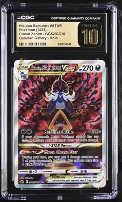 Hisuian Samurott VSTAR #GG52 CGC Pristine 10 - 2023 Pokemon Crown Zenith GG - Image 1