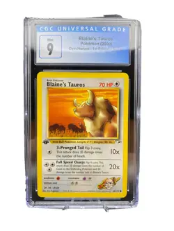 Pokemon TCG Blaine's Tauros Gym Heroes 64/132 Regular 1st Edition CGC 9 MINT - Image 1