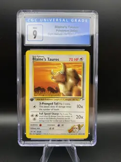 Pokemon TCG Blaine's Tauros Gym Heroes 64/132 Regular 1st Edition CGC 9 MINT - Image 2