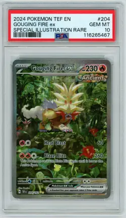 Gouging Fire ex Special Illustration Rare PSA 10 GEM MT 2024 Pokemon TEF #204 - Image 1