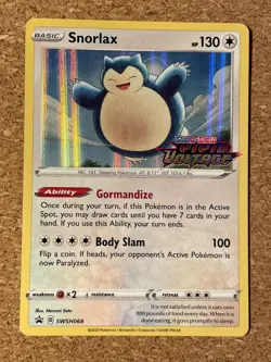 Snorlax Holo SWSH068 Prerelease Sword & Shield Promo Pokemon Card Vivid Voltage - Image 1