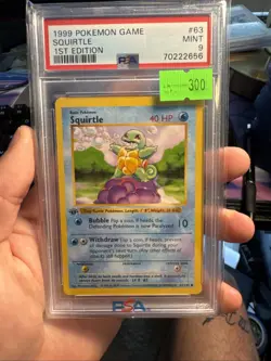 Pokemon PSA 9 MINT Squirtle 1st Edition Shadowless Base Set 1999 Card 63/102 - Image 1