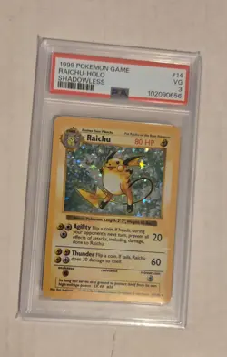 Pokemon vintage Base set Shadowless Mewtwo Holo card, graded 3 + 2 - Image 2