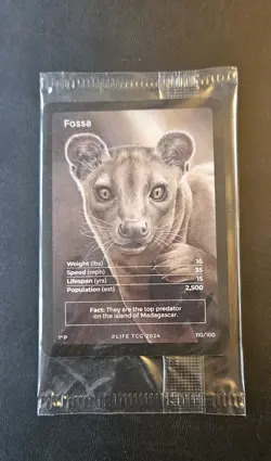 LIFE TCG Mammals Fossa 1st Edition Promo Rare Card #110 Full Art Sealed - Image 1