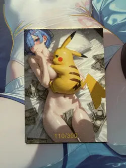 SERIALIZED 110/300 Rem Pokemon Card Spicy Waifu Double Sided Glitter Re: Zero - Image 1